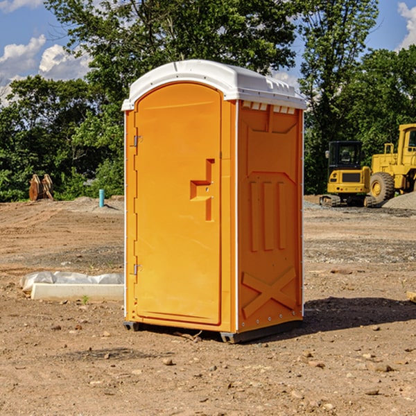 how often are the portable restrooms cleaned and serviced during a rental period in Brook